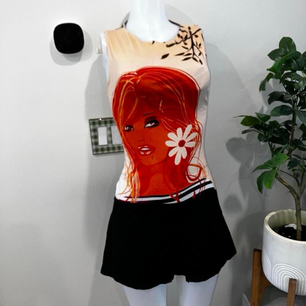 Vintage 90s y2k custo barcelona graphic face print mini dress - Picture 2 of 8